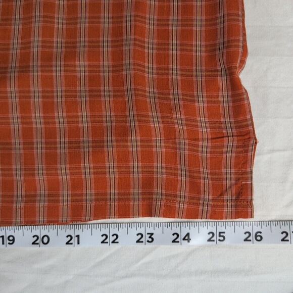 HABAND Men's Button Up Shirt Red Tartan Plaid Long Sleeve Western Classic Large - Picture 7 of 11